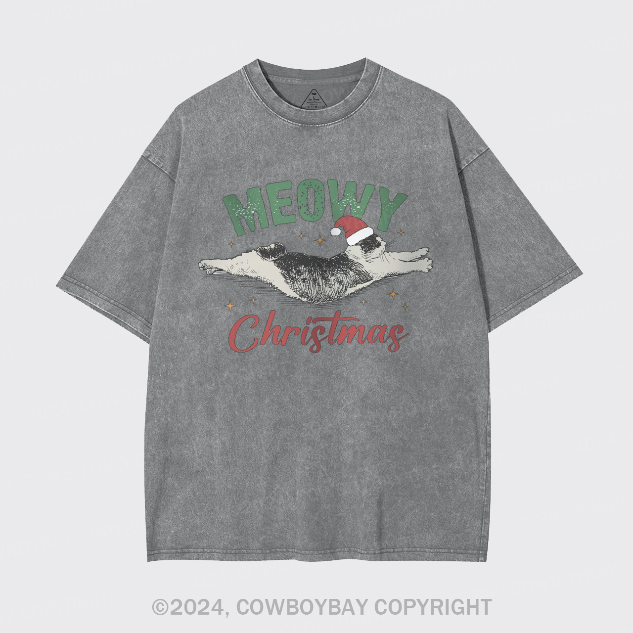 Funny Meowy Christmas Garment-dye Tees