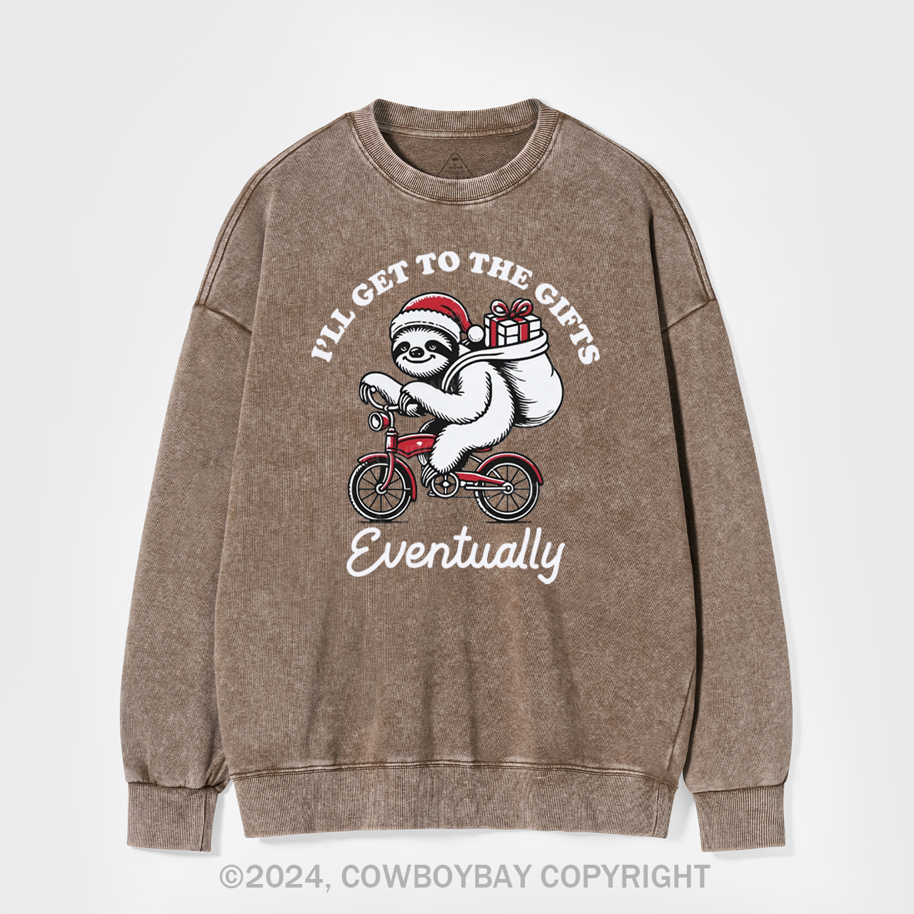 Merry Christmas Sloth Washed Sweatshirts