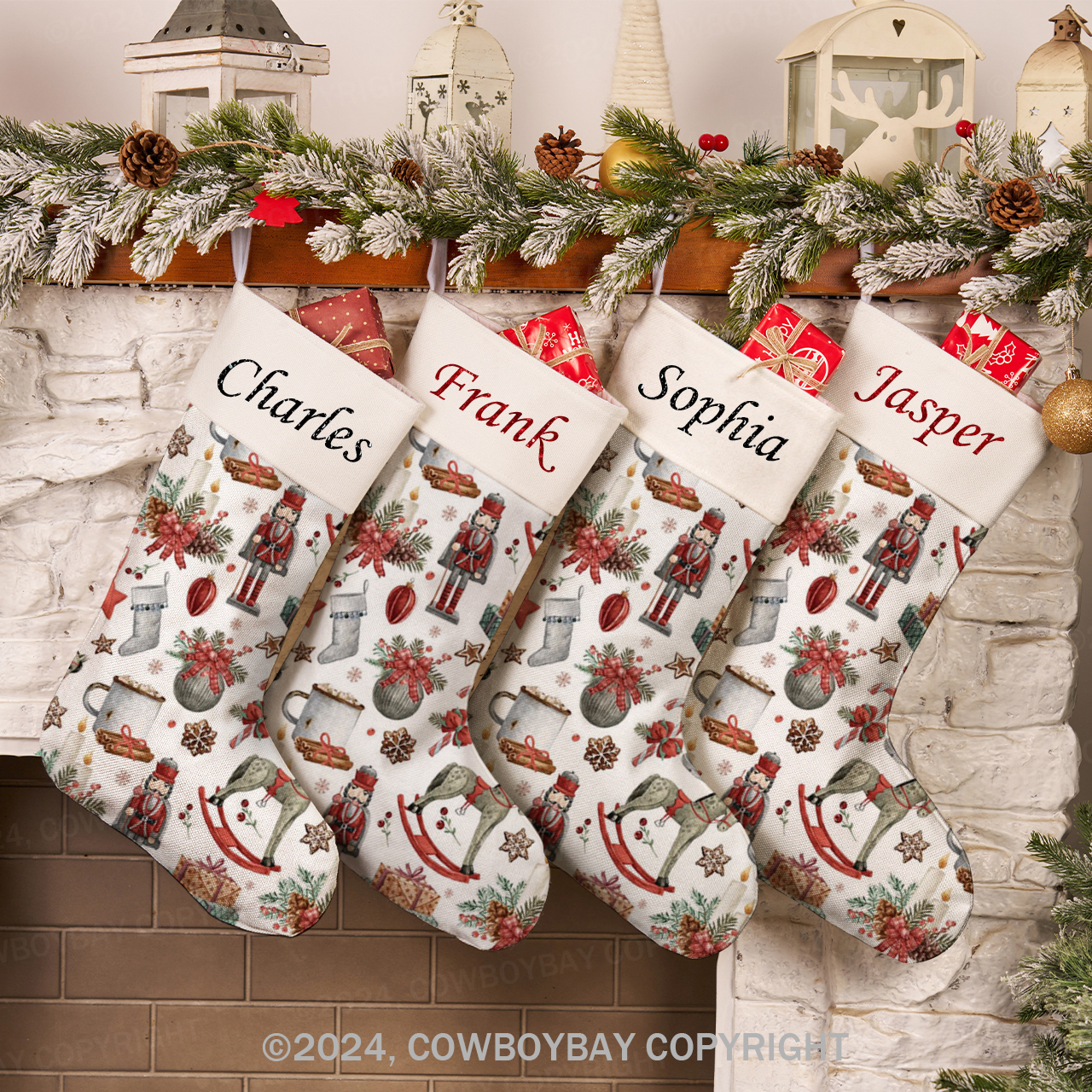 Personalized Name Cowboy Nutcracker Christmas Stocking