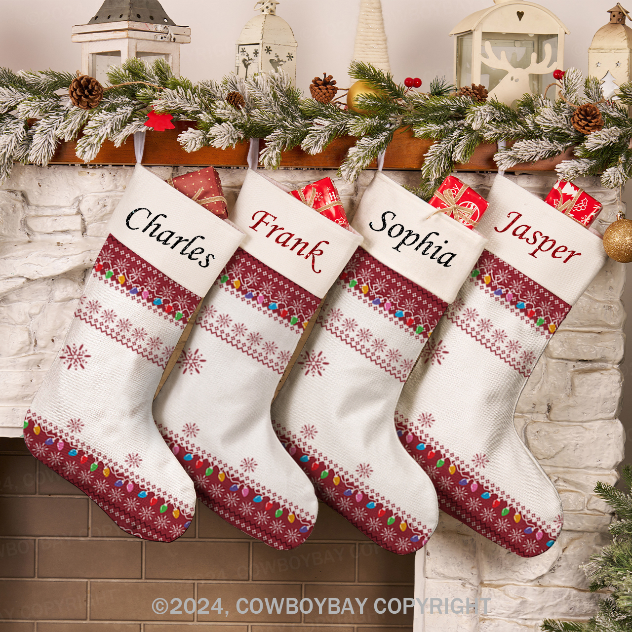 Personalized Name Winter Snowflakes Christmas Stocking