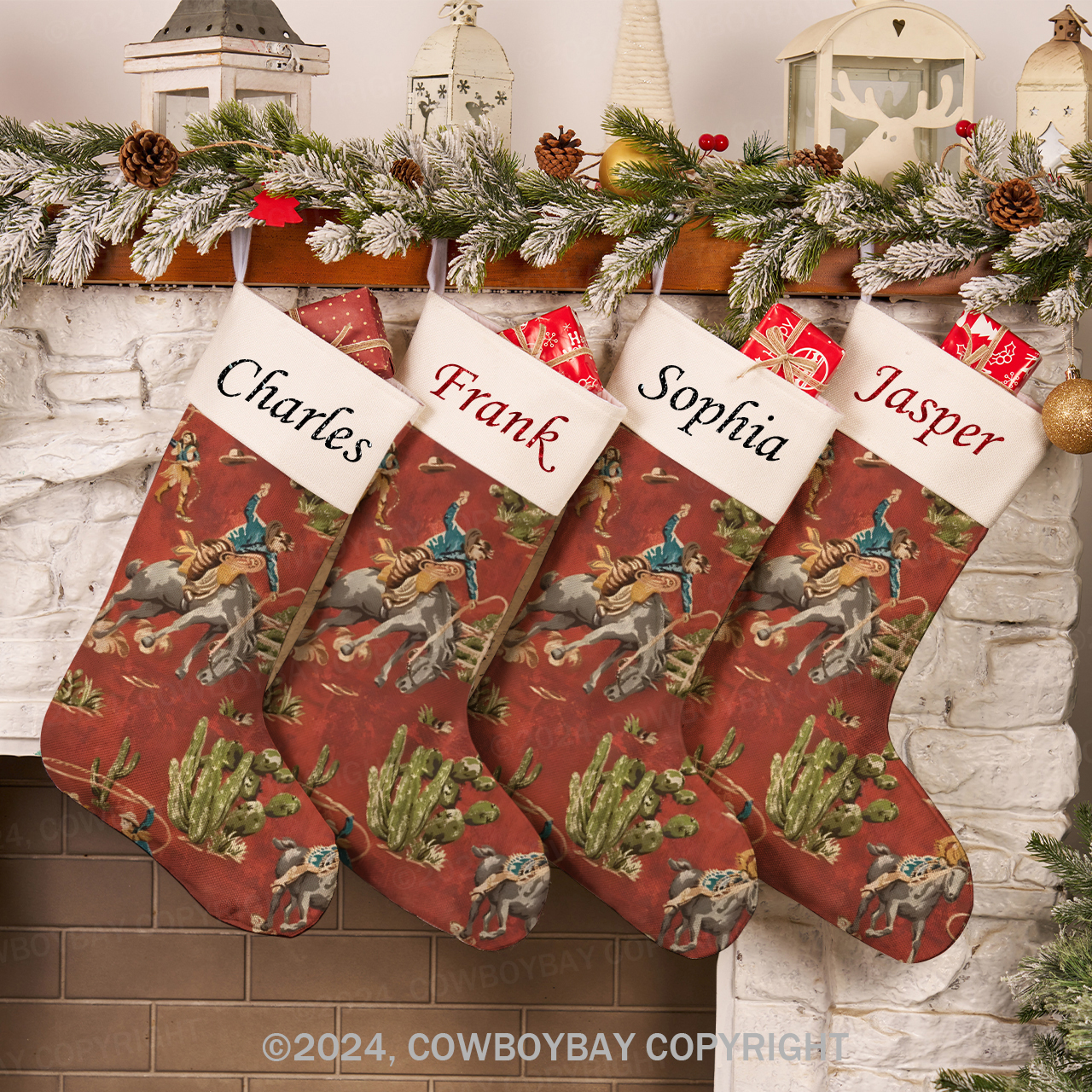 Personalized Name Cowboys Western Christmas Stocking