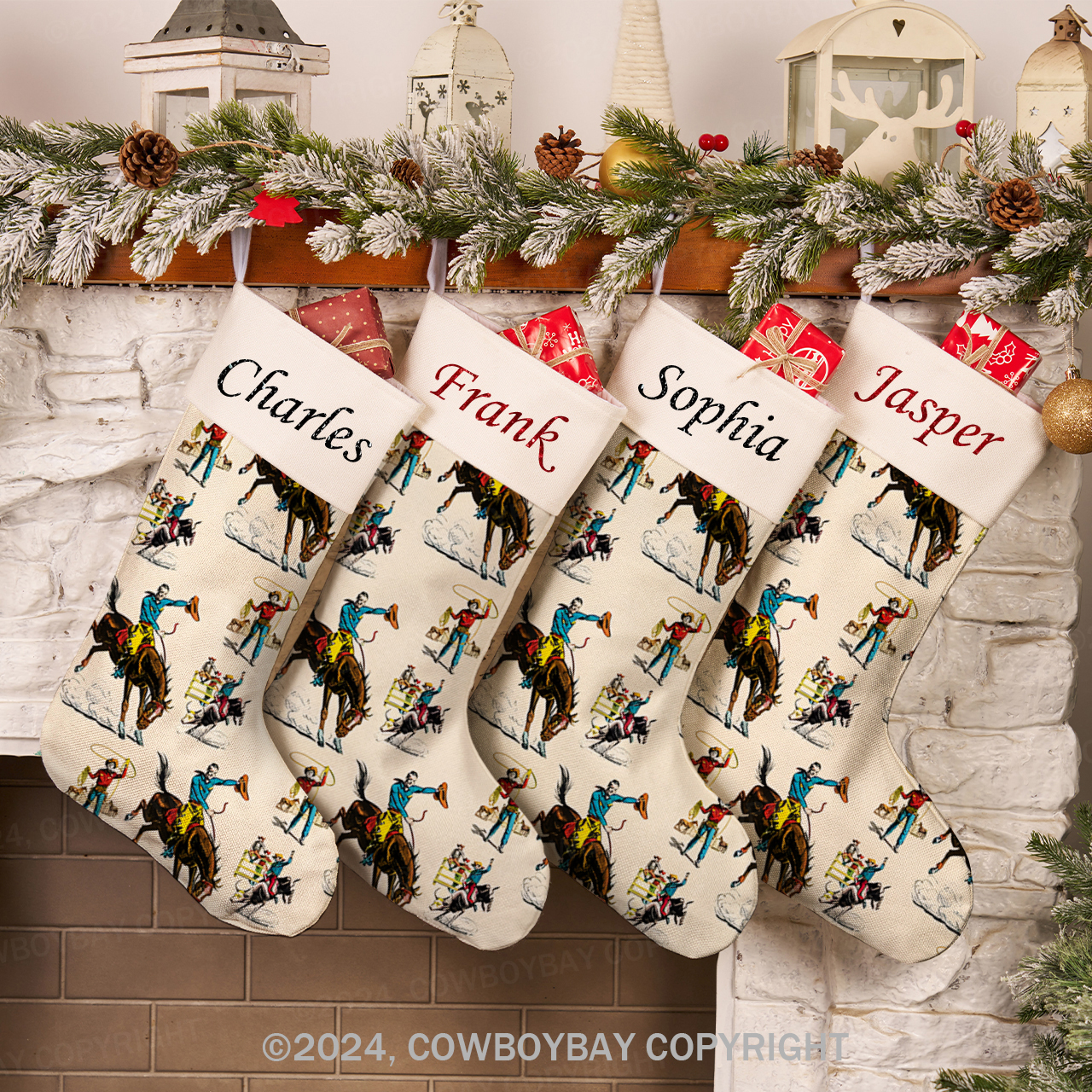 Personalized Name Dancing Cowboy Christmas Stocking