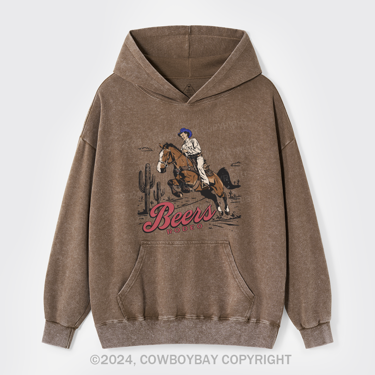 Vintage 90s Beers Retro Cowboy Garment-Dye Hoodies