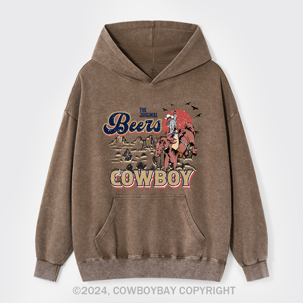Beers Cowboy On The Wilderness Garment-Dye Hoodies