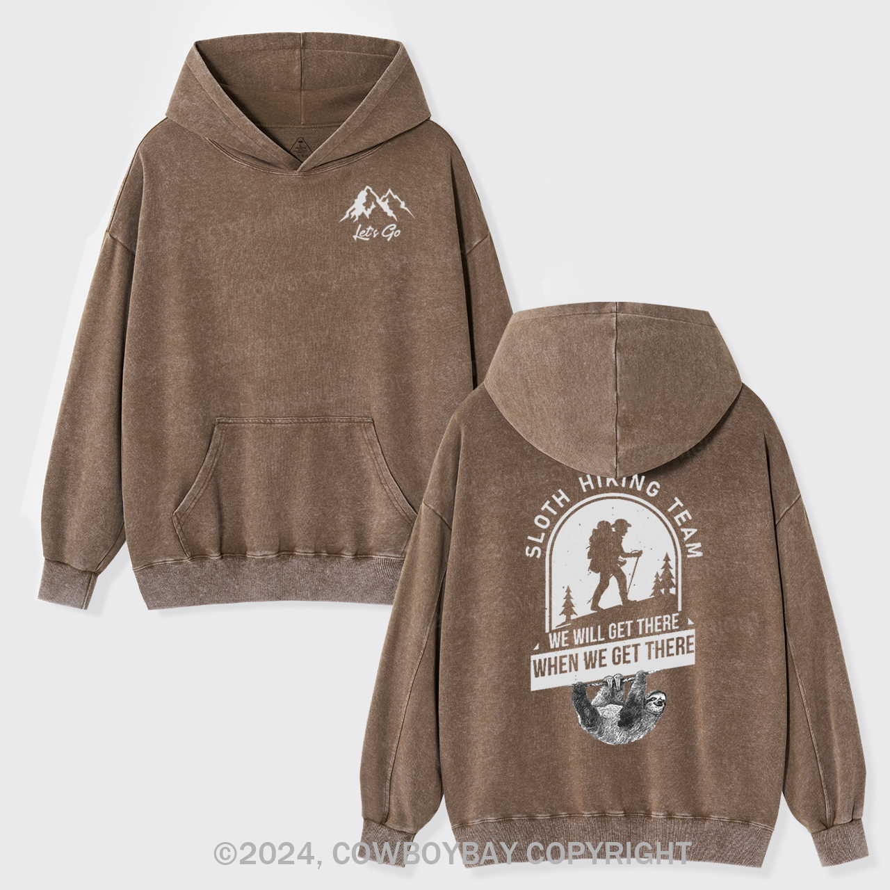 Sloth Hiking Garment-Dye Hoodies