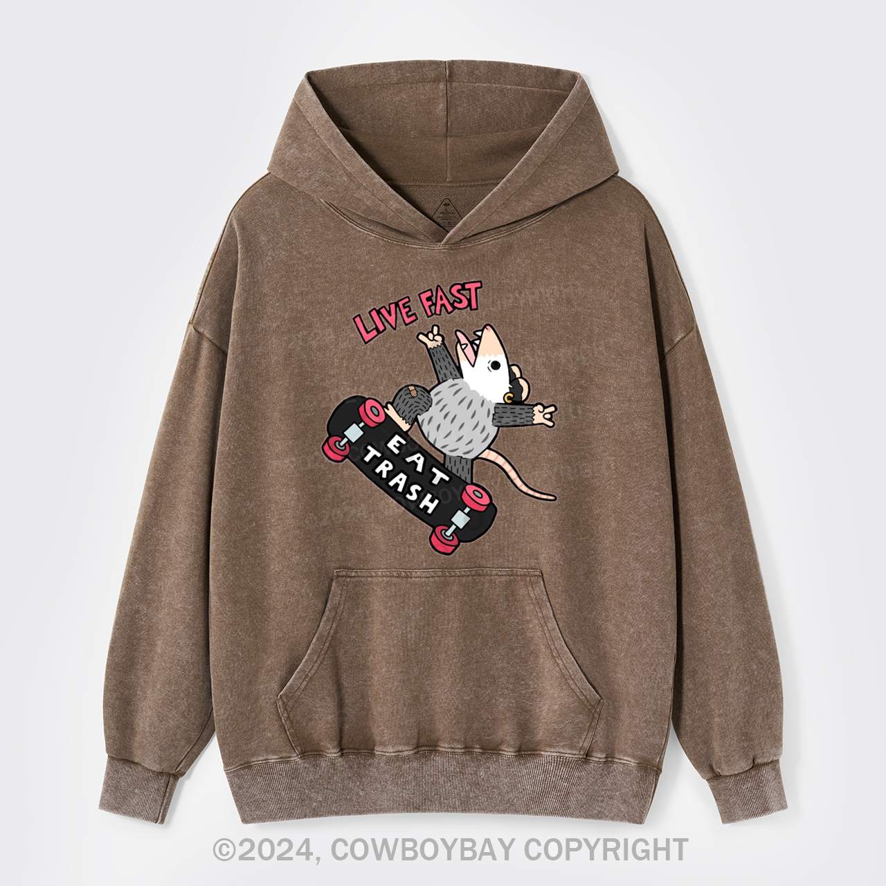 Live Fast Eat Trash Garment-Dye Hoodies