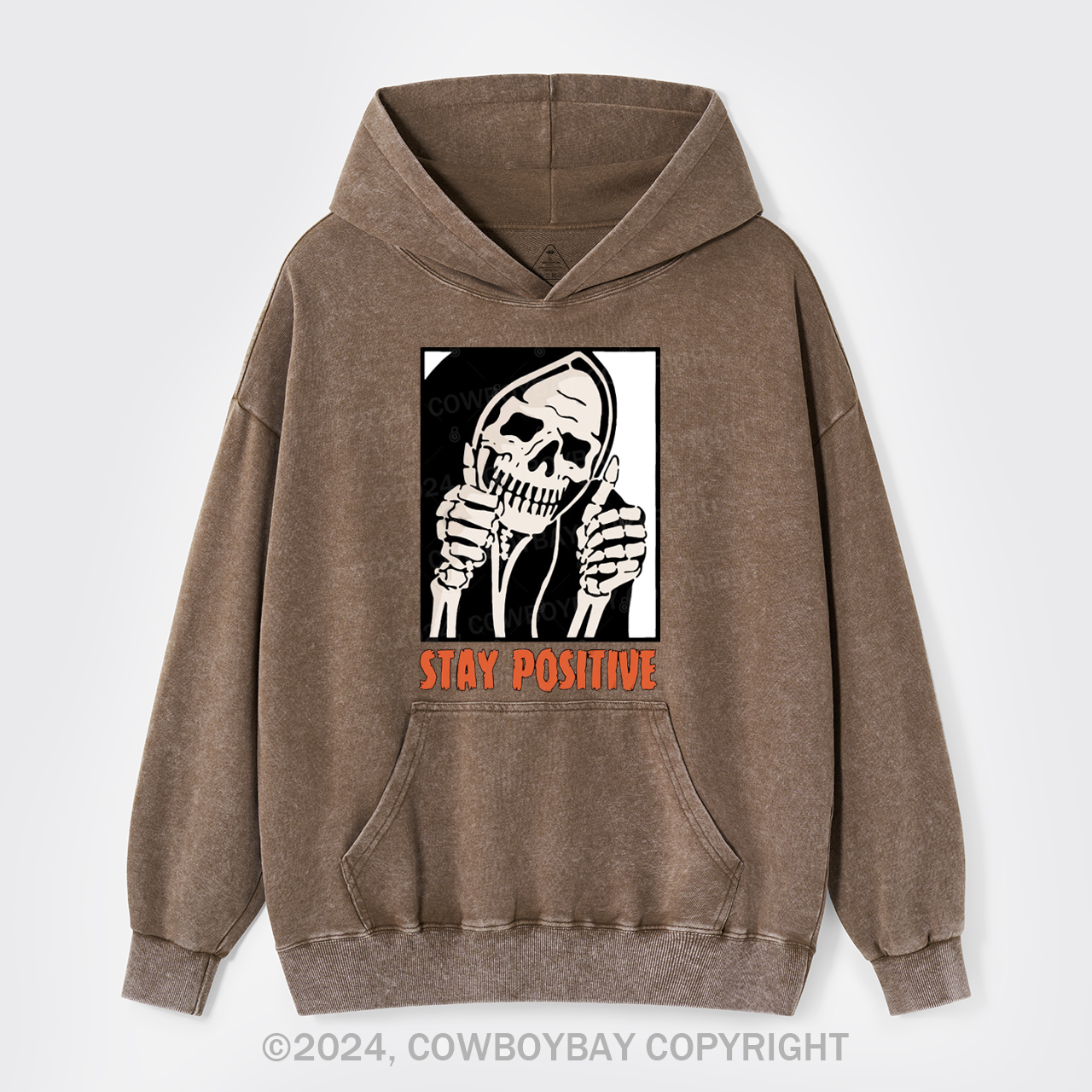 Stay Positive Skeleton Garment-Dye Hoodies