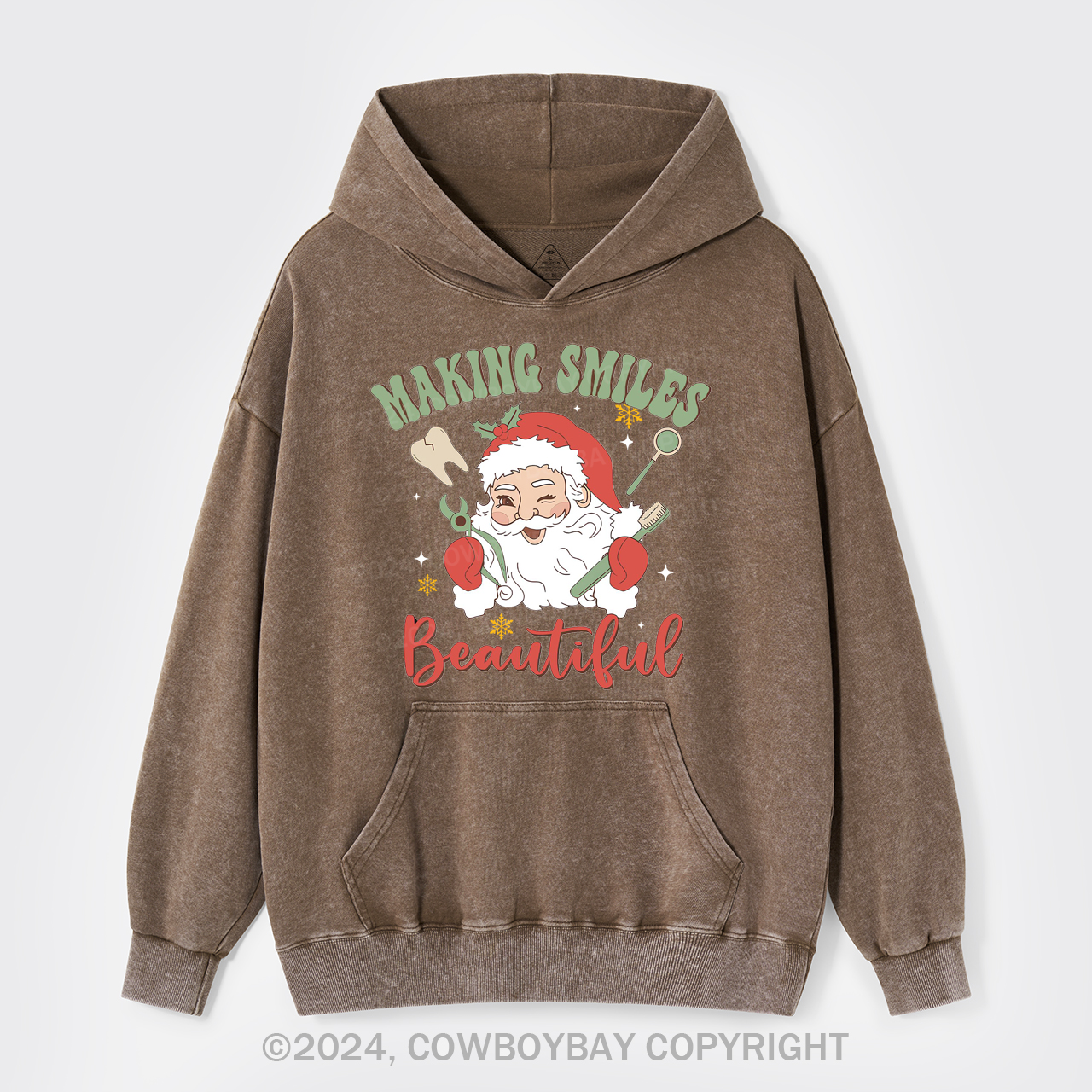 Making Smiles Santa Teeth Beautiful Garment-Dye Hoodies