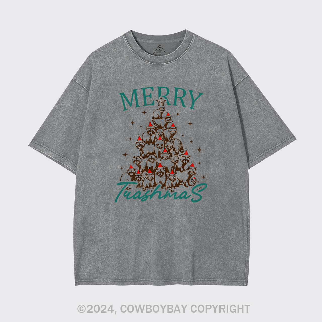 Christmas Feral Raccoon Tree Garment-dye Tees