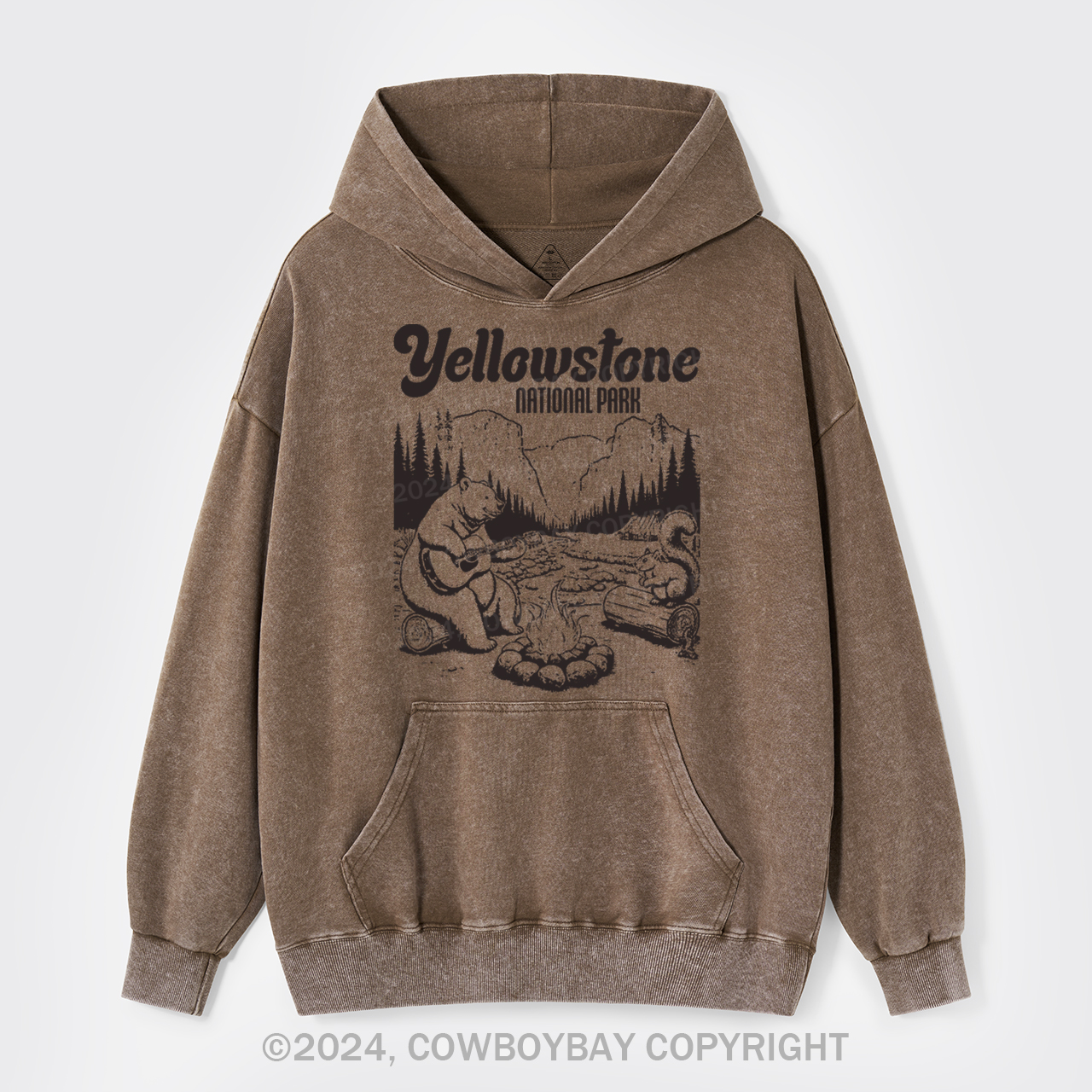 Cute Bear In The Yellowstone National Park Garment-Dye Hoodies