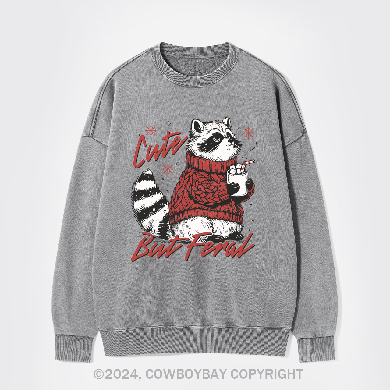 Funny Christmas Raccoon Washed Sweatshirts