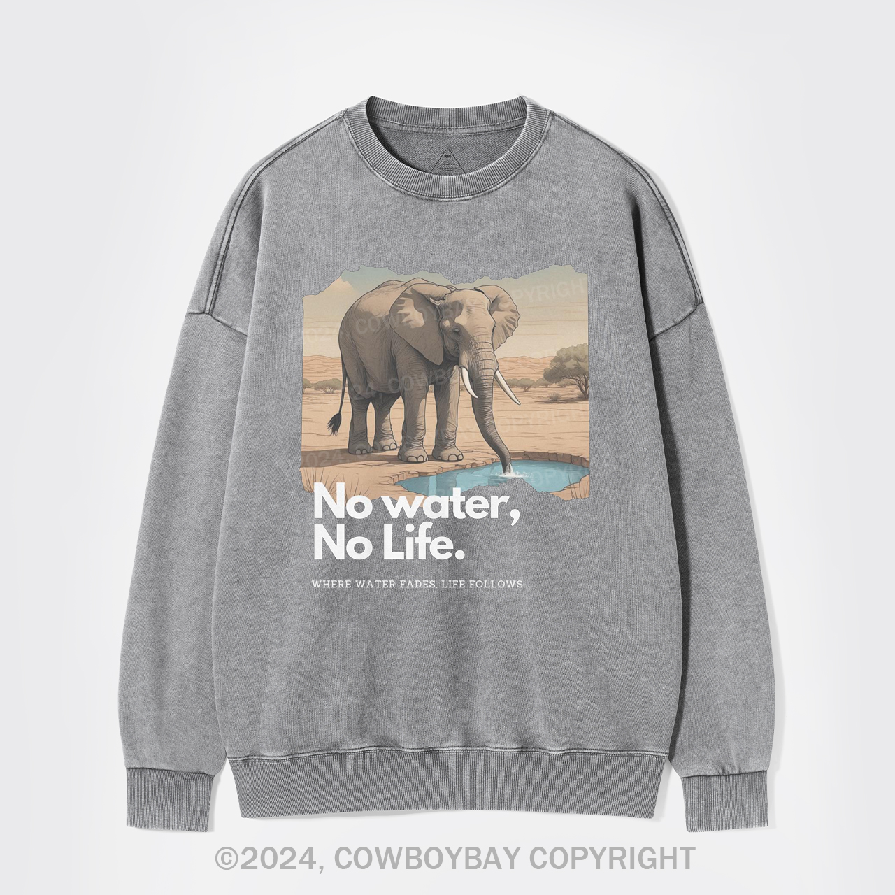 Elephant And Climate Change Protest Washed Sweatshirts