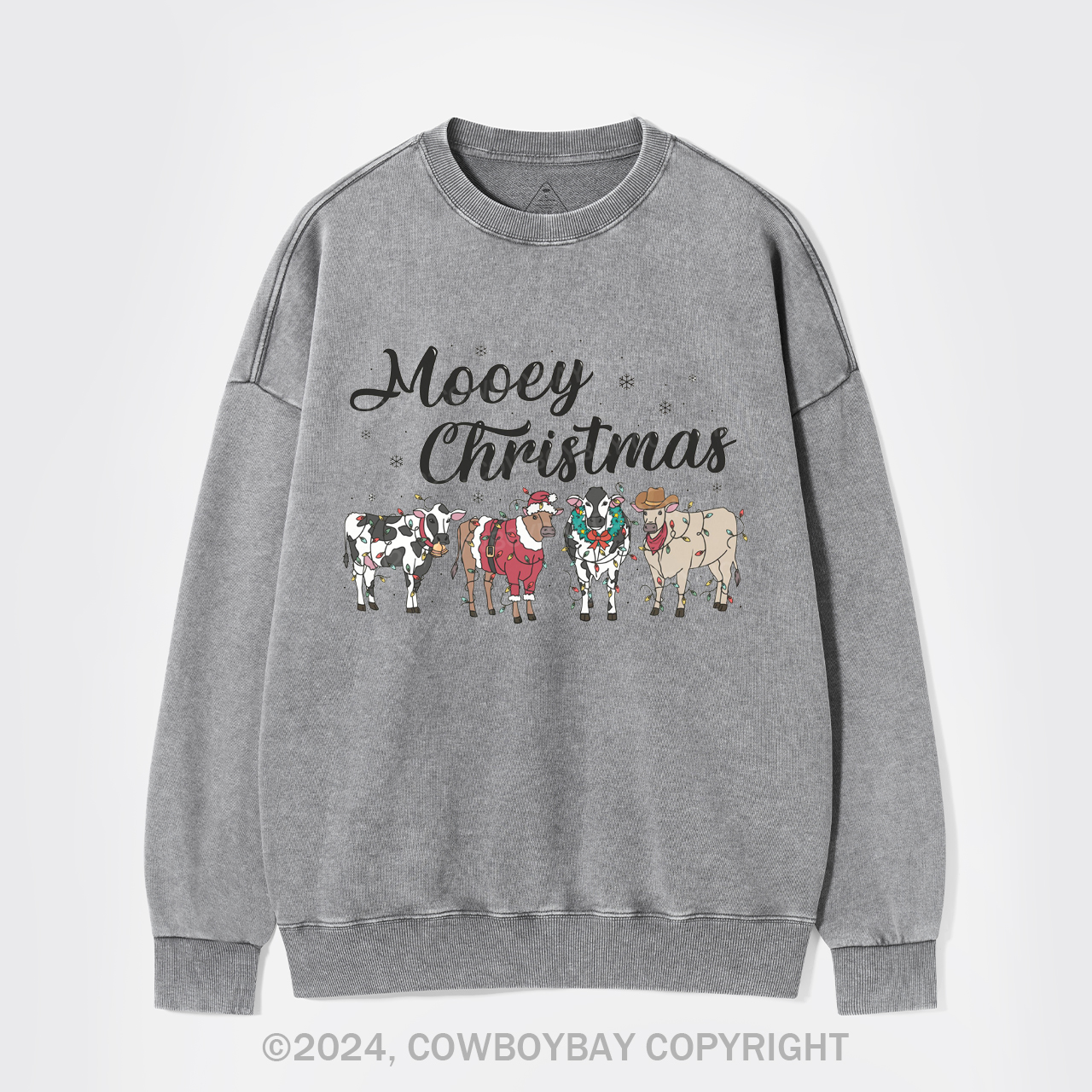 Cow Christmas Washed Sweatshirts