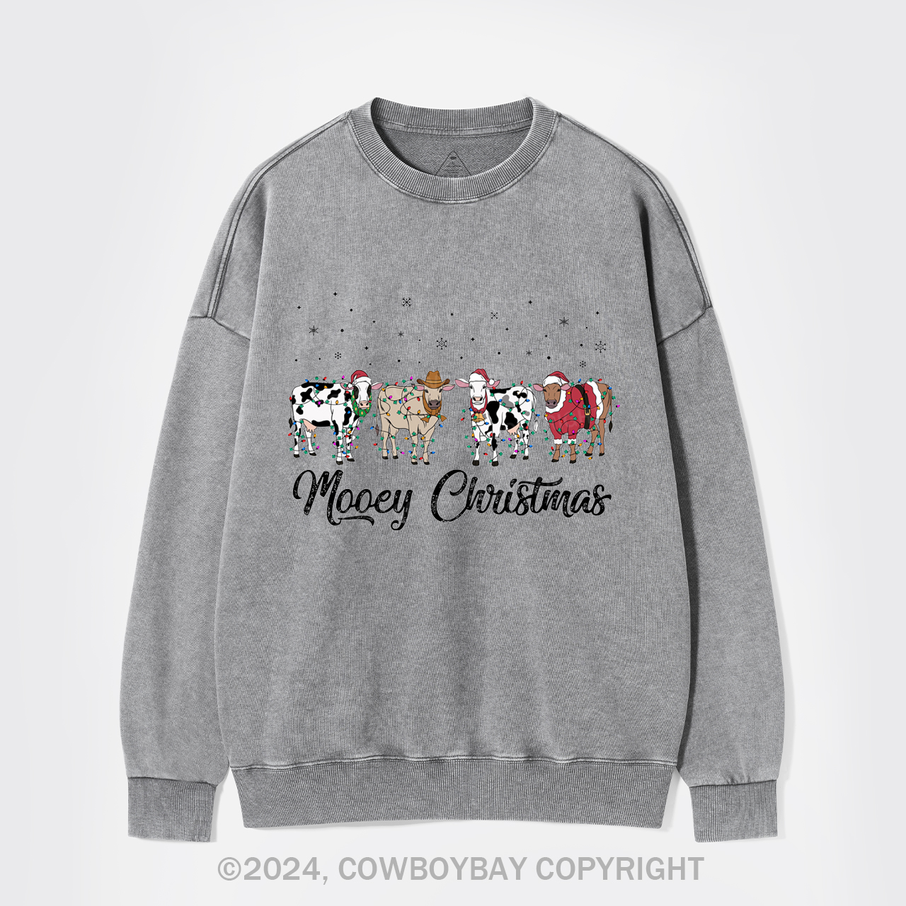 Christmas Cow Washed Sweatshirts