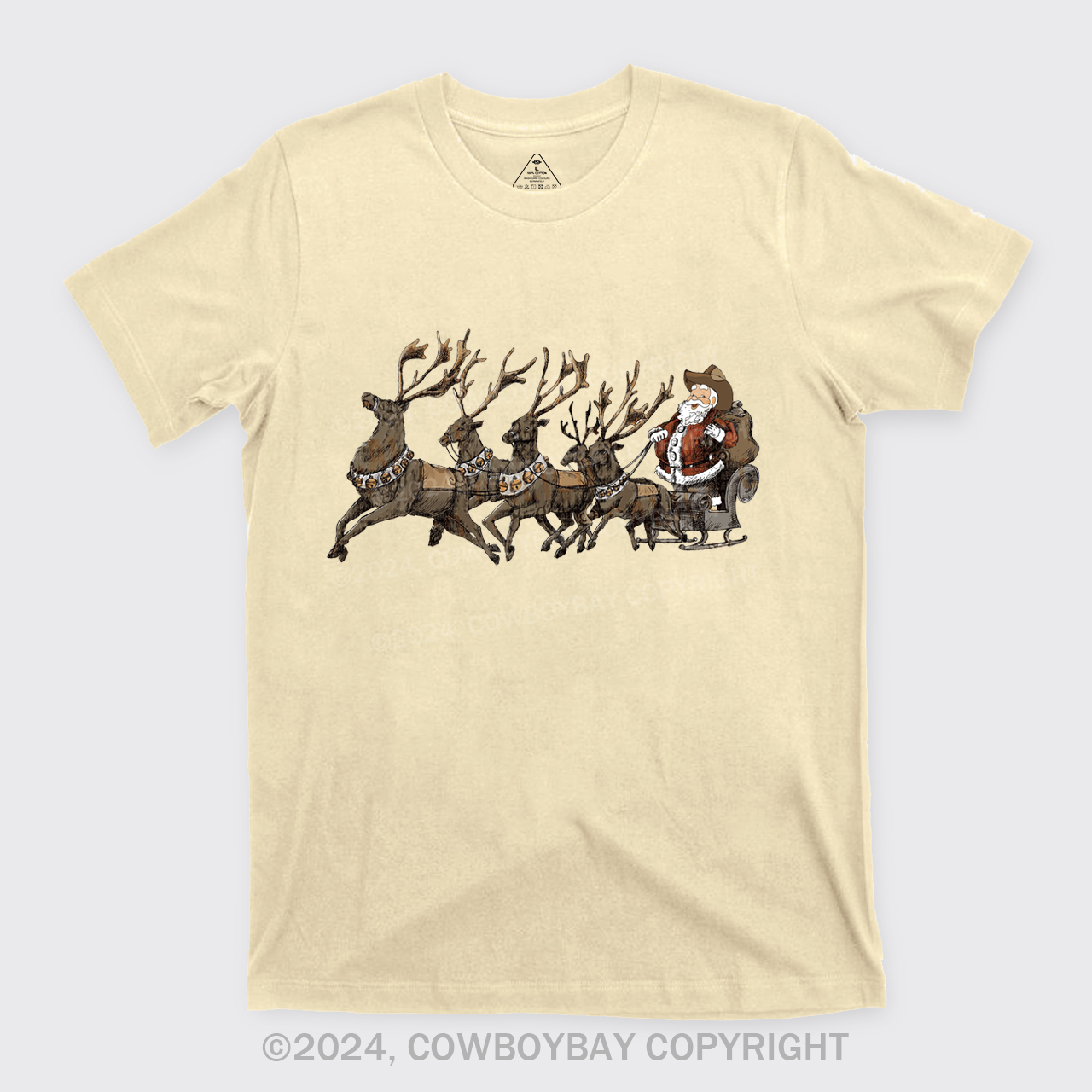 Cowboy Santa With Reindeer T-Shirts