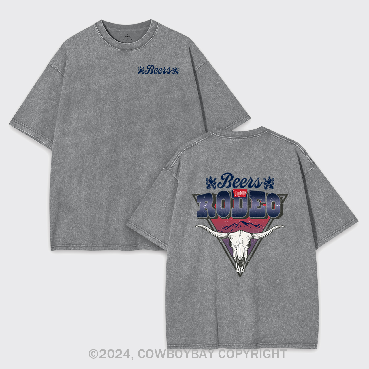 Beers Banquet Bull Skull Rodeo Garment-dye Tees