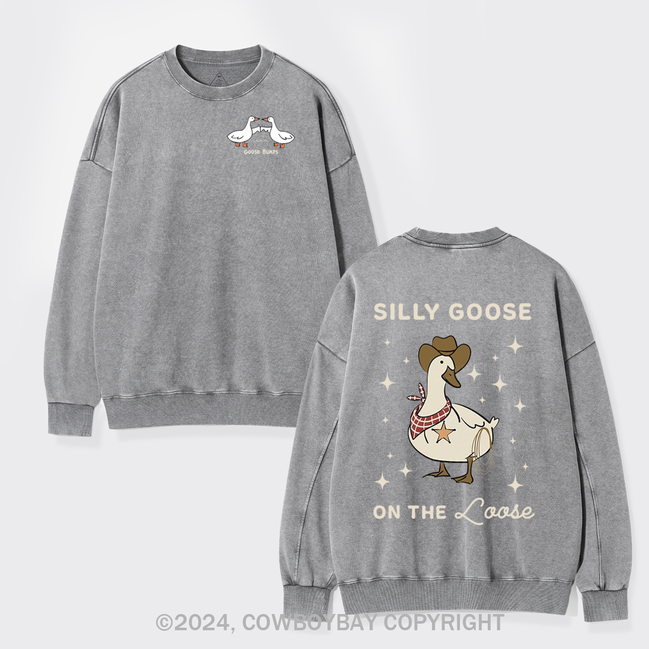 Retro Silly Goose On The Loose Washed Sweatshirts