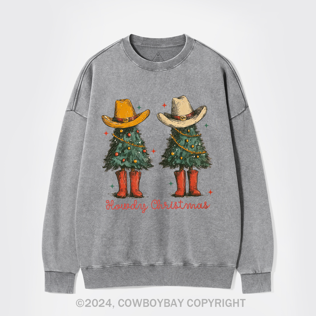 Retro Christmas Tree Washed Sweatshirts