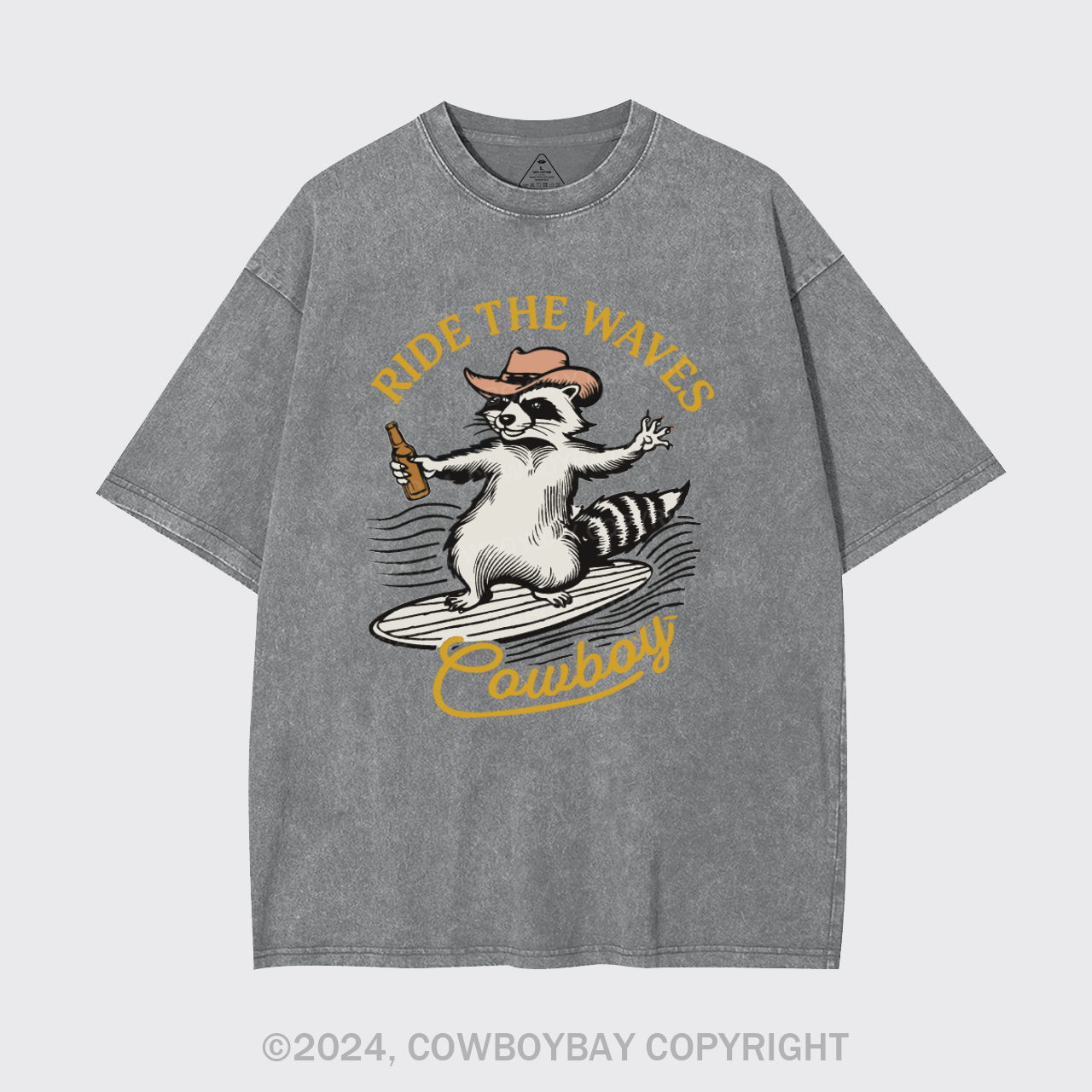 Surfing Cowboy Raccoon With Beer Garment-dye Tees