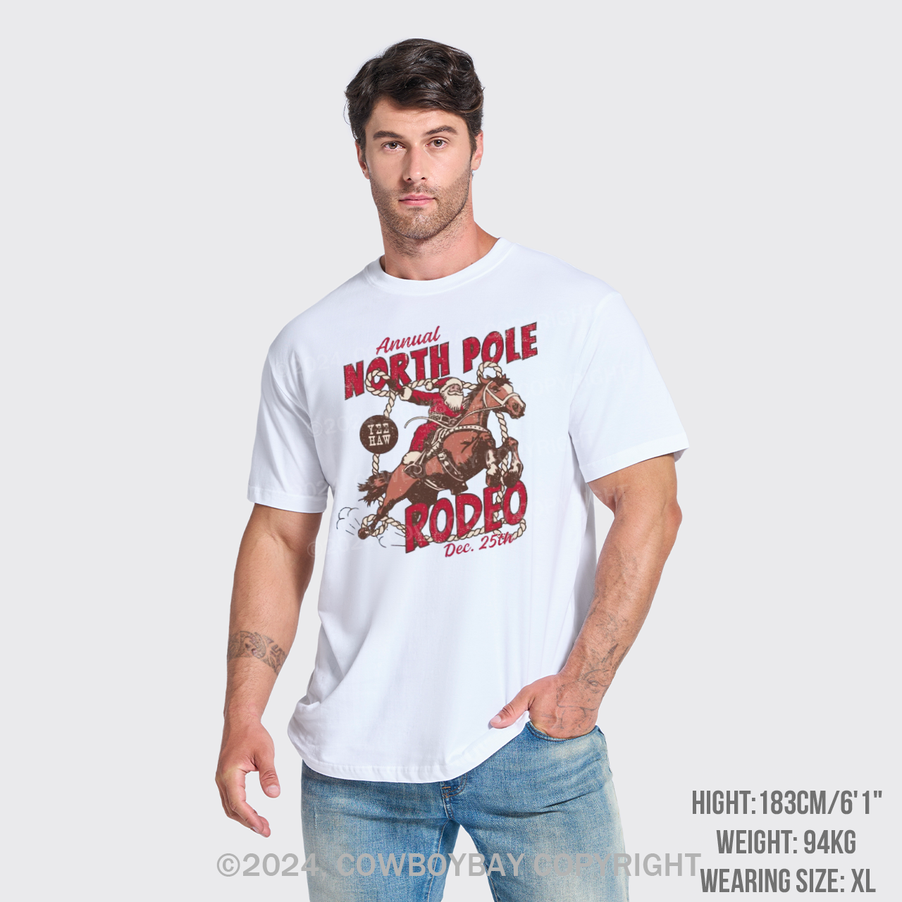 North Pole Rodeo Crewneck T-Shirts