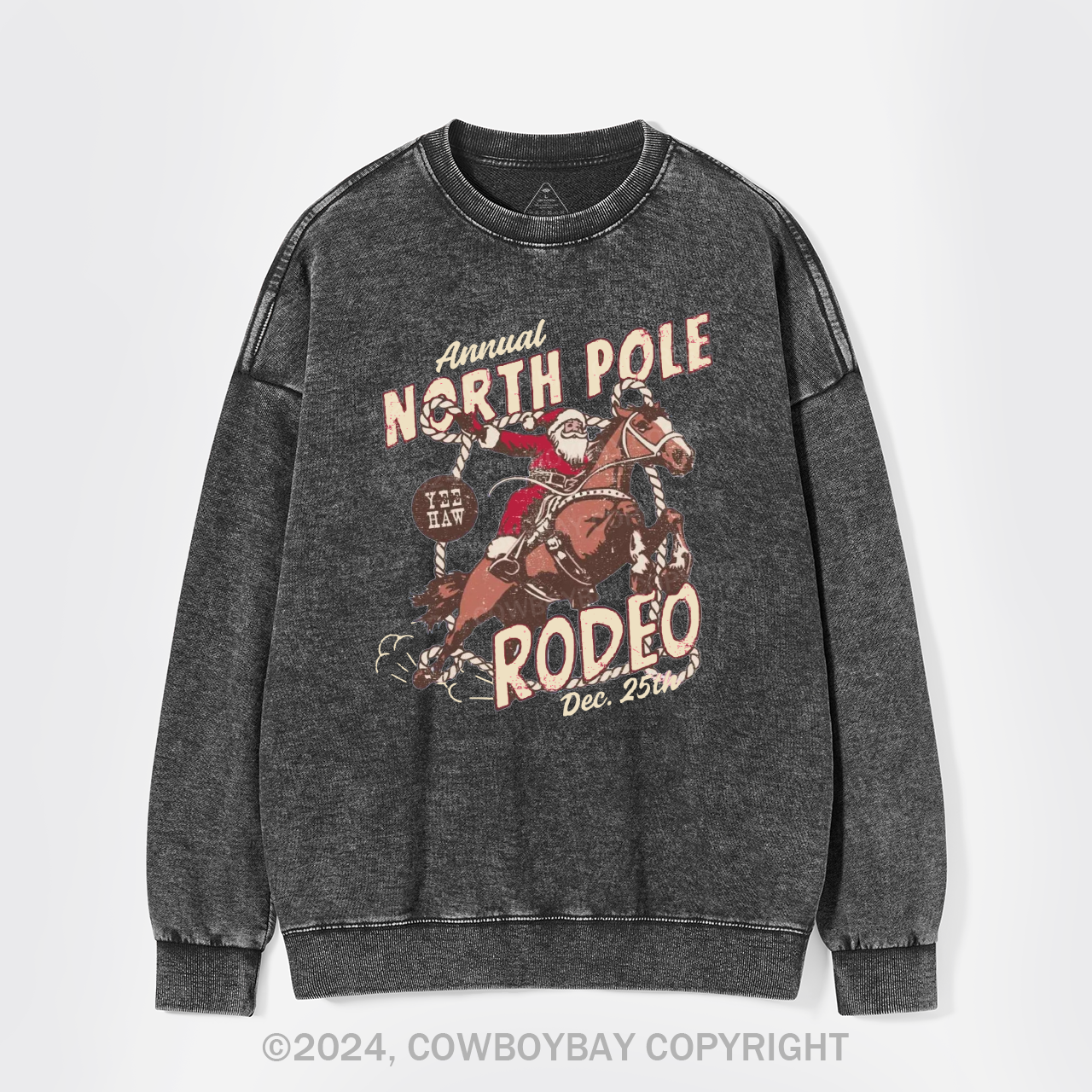 North Pole Rodeo Crewneck Washed Sweatshirts
