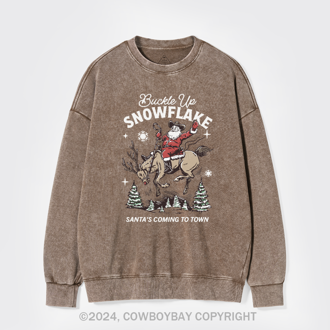 Retro Christmas Cowboy Santa Washed Sweatshirts