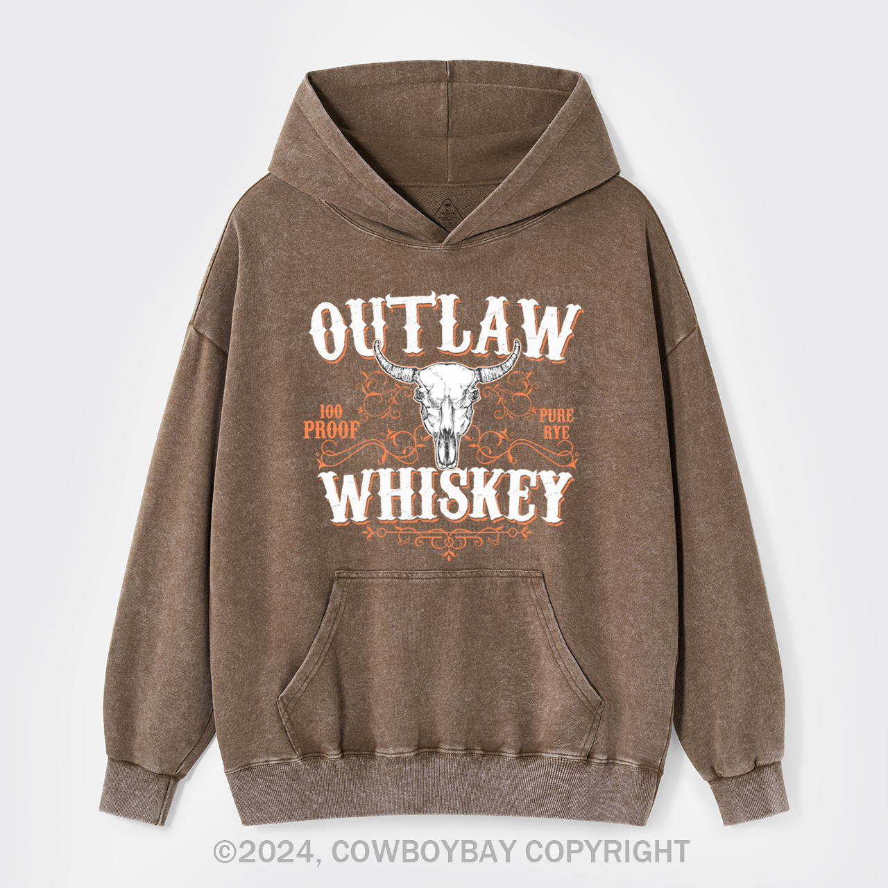 Outlaw Whiskey 100 Proof Pure Rye Garment-Dye Hoodies