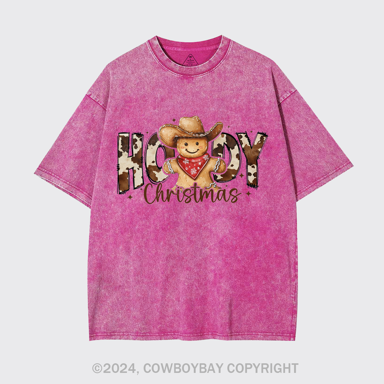 Howdy Christmas Gingerbread Man Garment-dye Tees