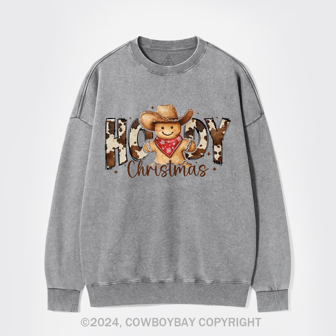 Howdy Christmas Gingerbread Man Washed Sweatshirts