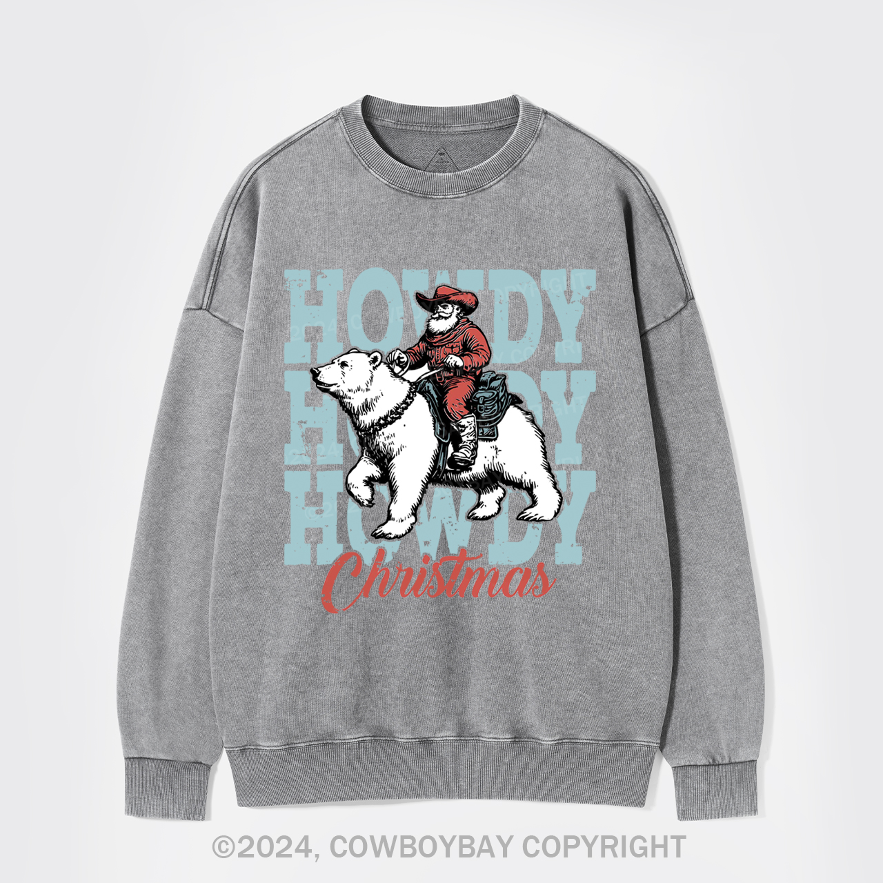 Santa Claus And Polar Bear Washed Sweatshirts