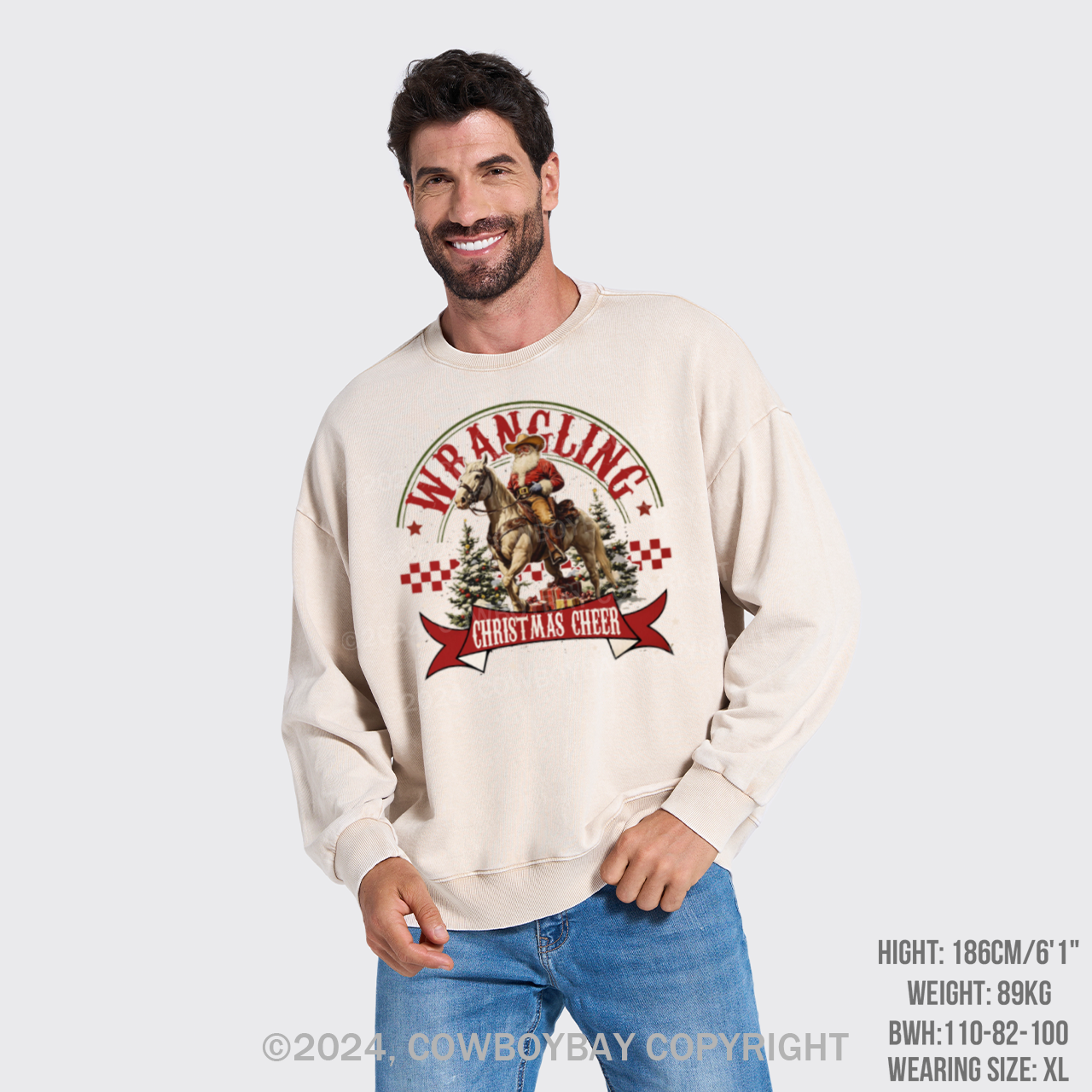 Wrangling Christmas Cheer Washed Sweatshirts
