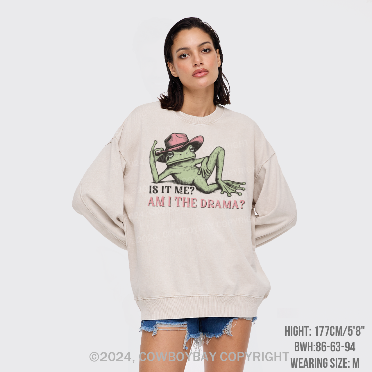 Funny Frog "Am I The Drama?" Washed Sweatshirts