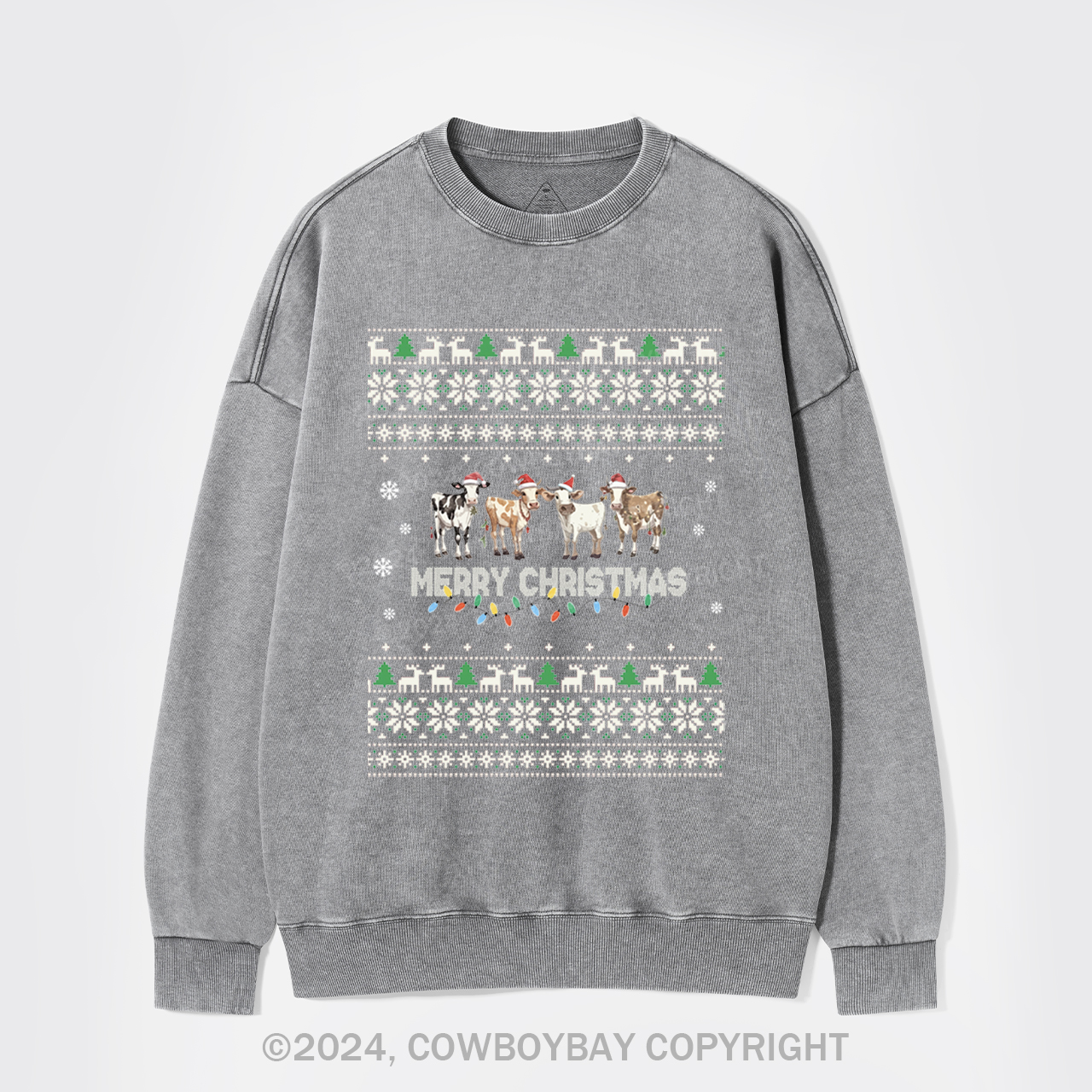 Christmas Cow Washed Sweatshirts
