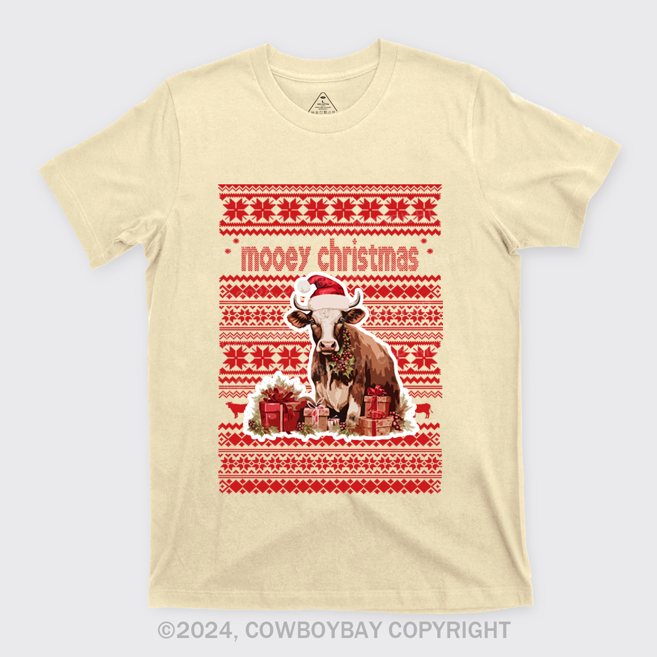 Christmas Cow With Santa T-Shirts