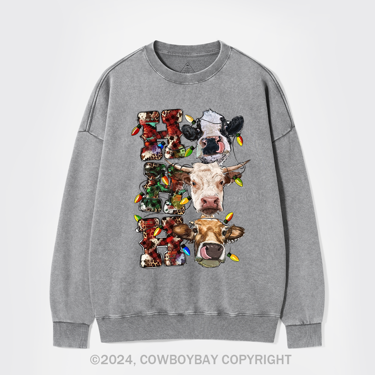 Ho Ho Ho Cows Washed Sweatshirts