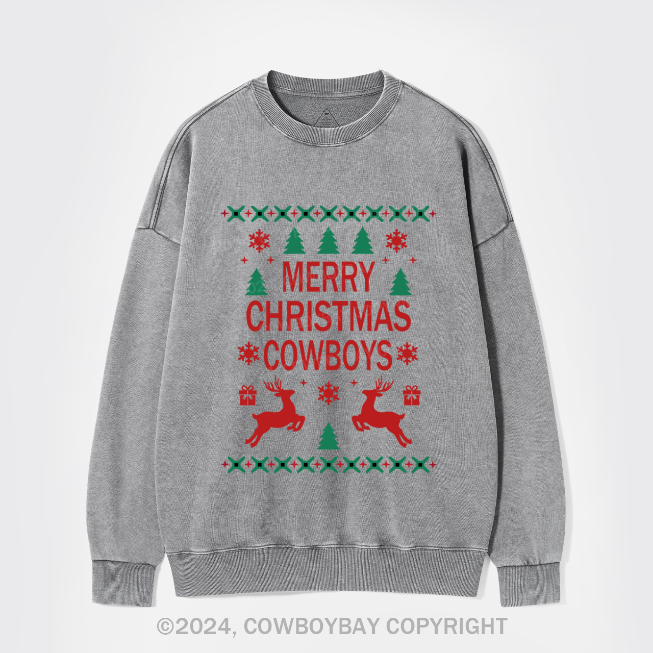 Merry Christmas Cowboys Washed Sweatshirts