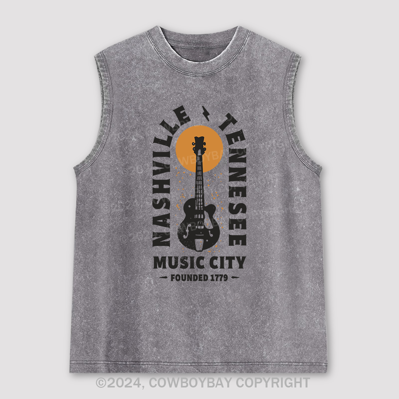 Nashville Tennessee Music City Guitar Washed Tanks