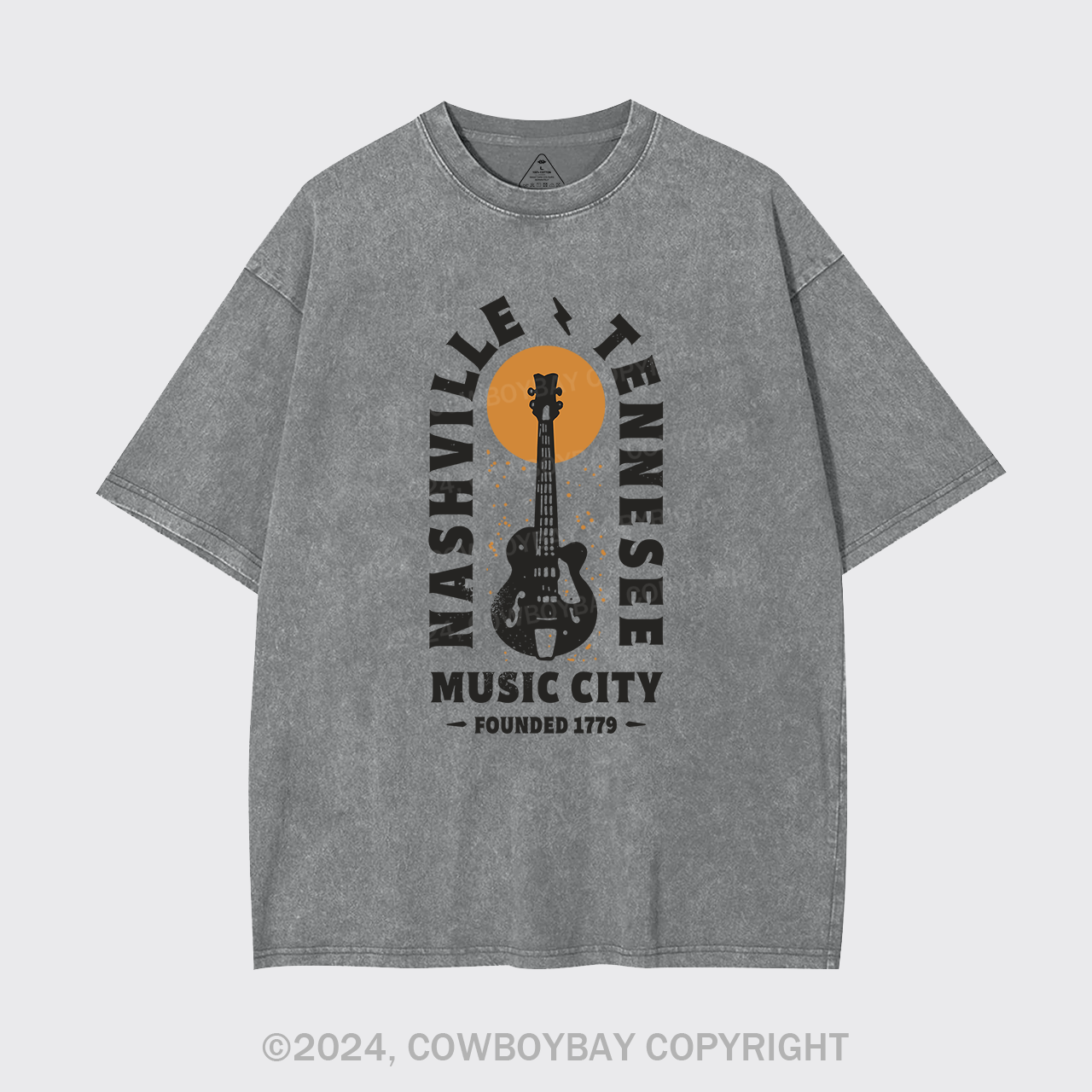Nashville Tennessee Music City Guitar Garment-dye Tees