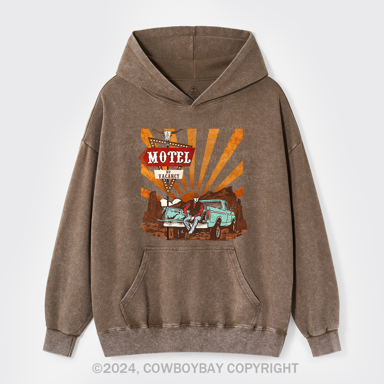 Cowboy Motel Desert Truck Garment-Dye Hoodies