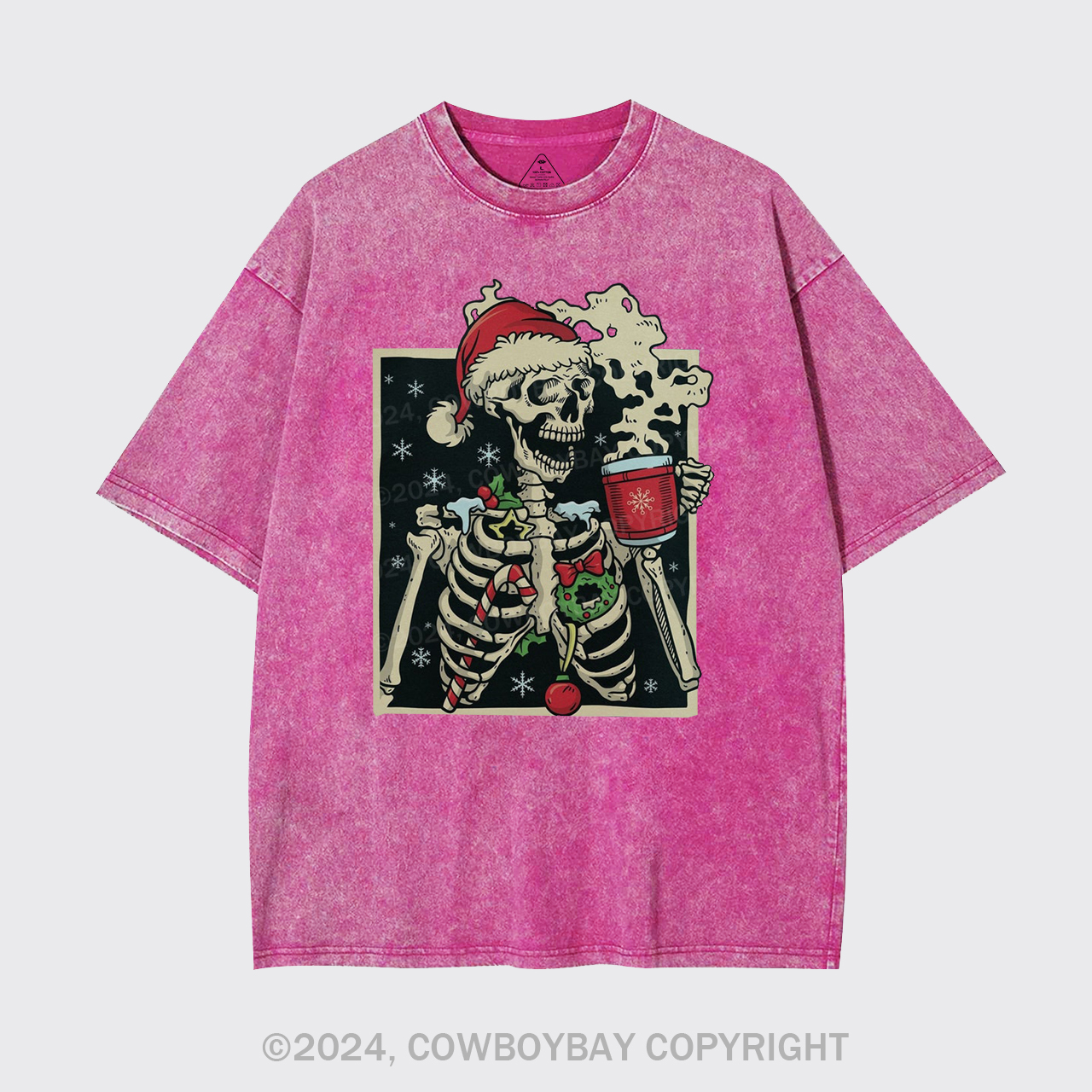 Dead Inside Skeleton Christmas Garment-dye Tees