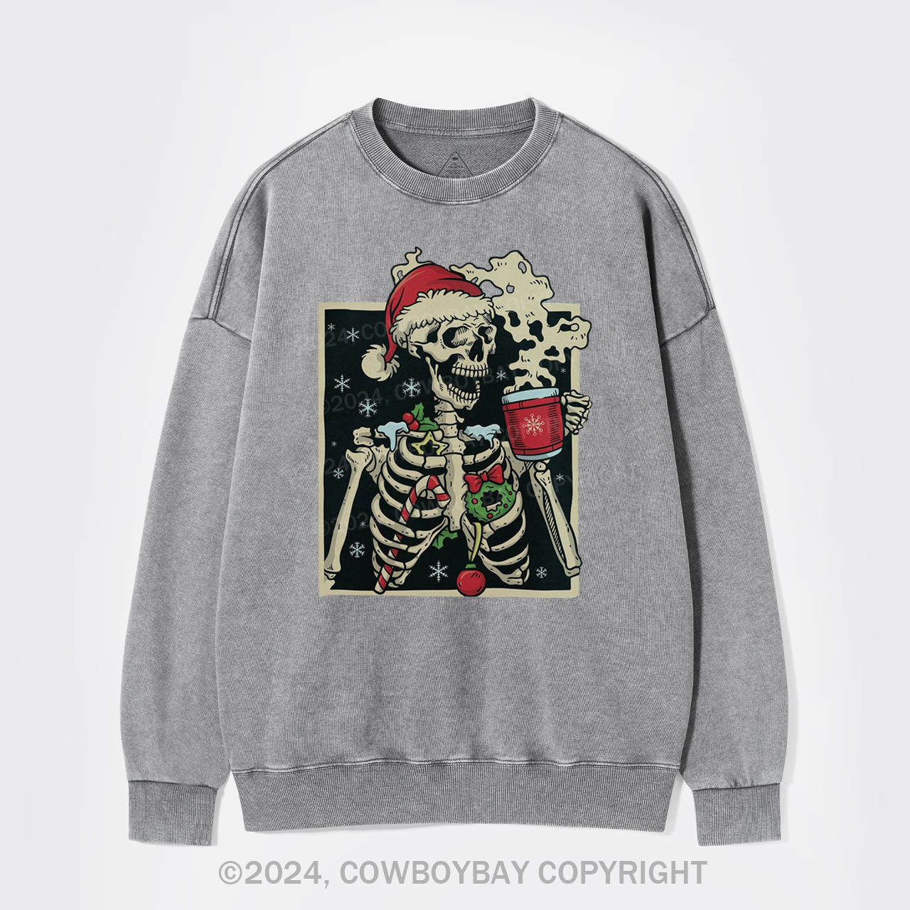 Dead Inside Skeleton Christmas Washed Sweatshirts
