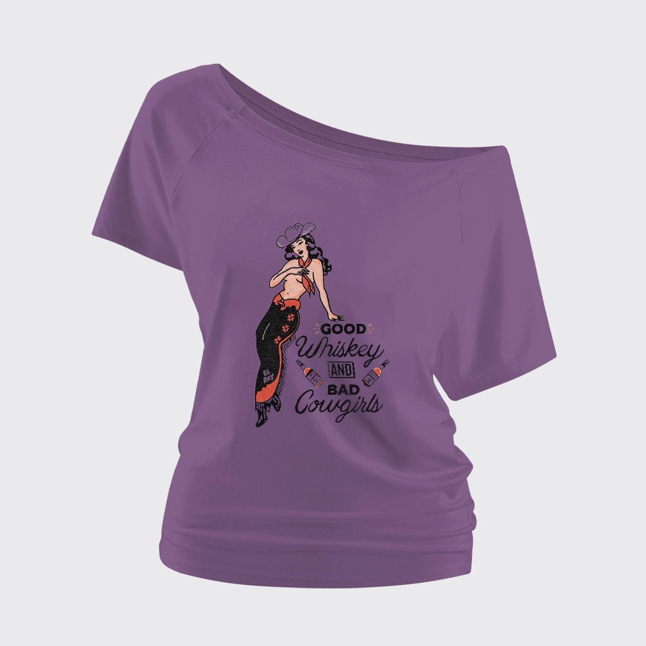 Good Whiskey And Bad Cowgirl Off Shoulder Top