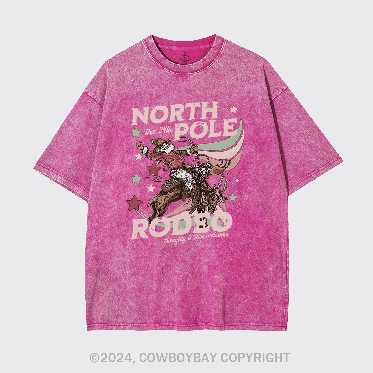 North Pole Rodeo Retro Western Christmas Garment-dye Tees