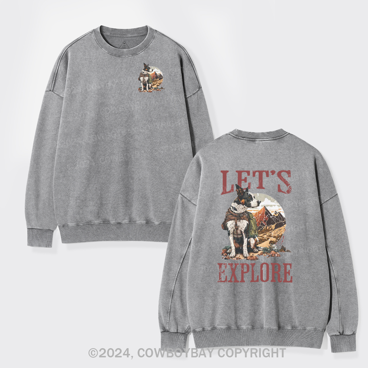 Cowboy Western Dog Washed Sweatshirts