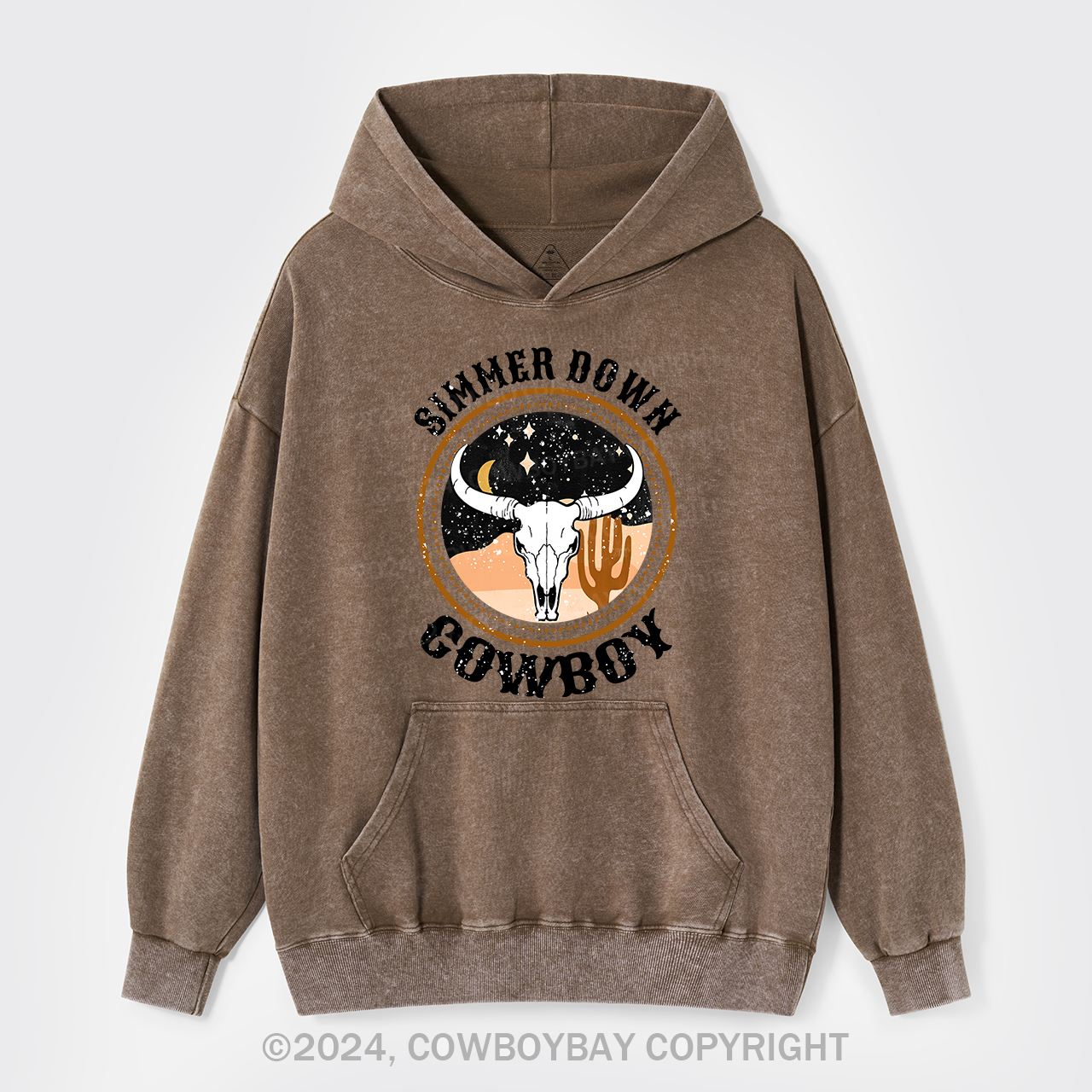 Simmer Down Western Cowboy Garment-Dye Hoodies