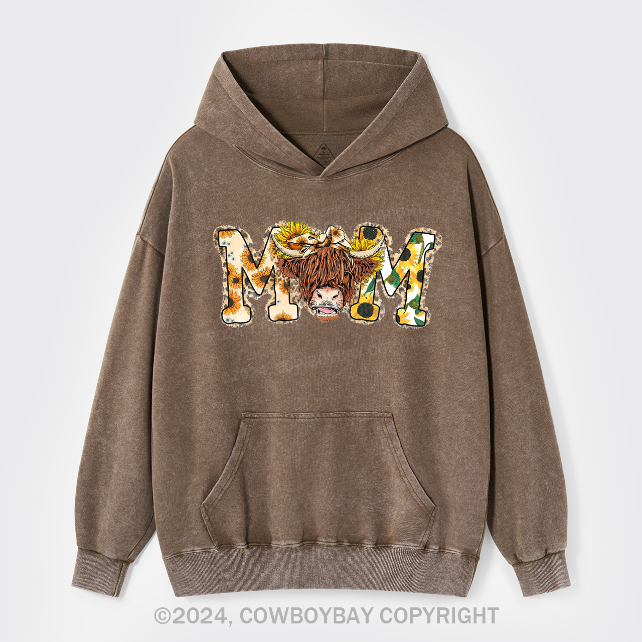 Mom Cow Western Garment-Dye Hoodies