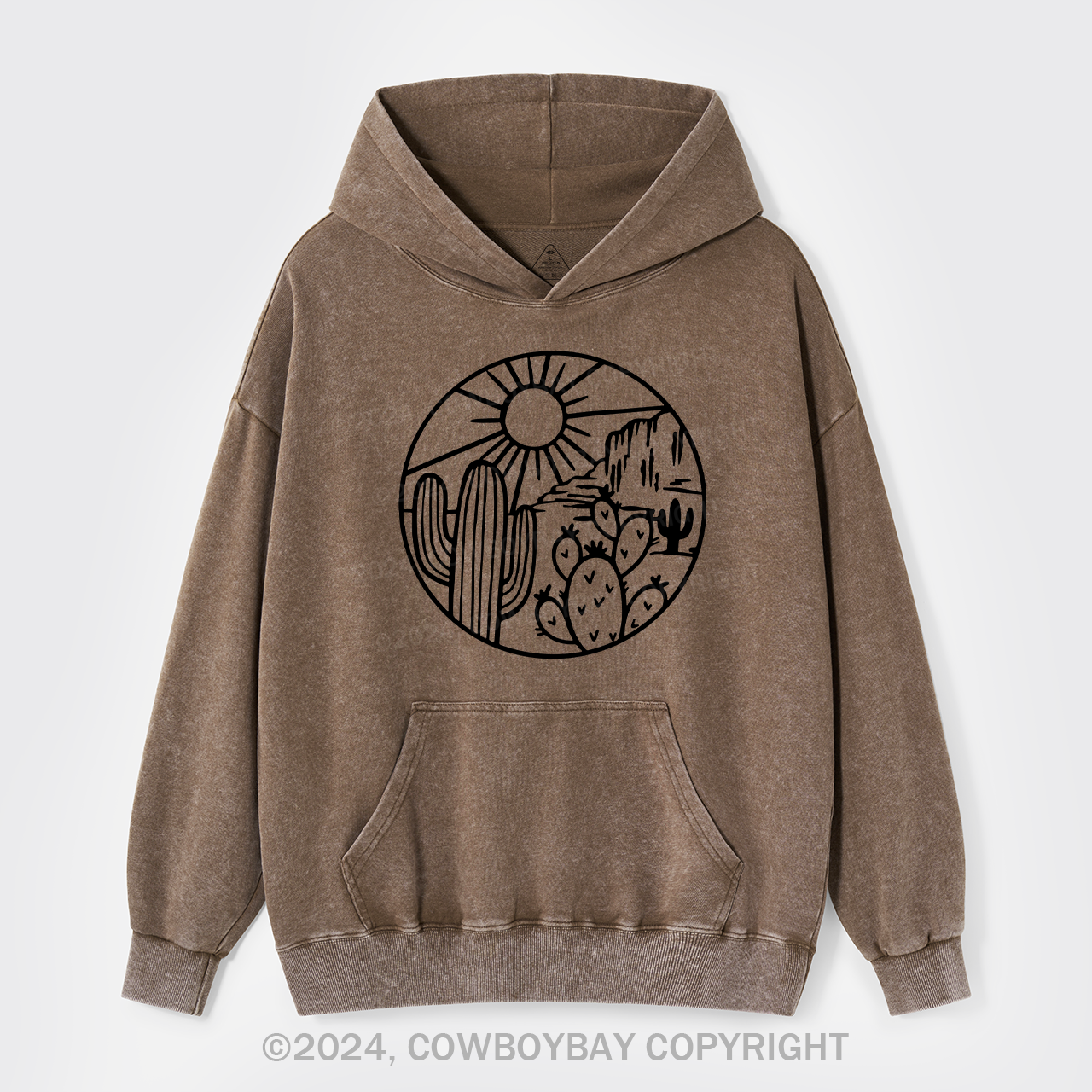 Desert Cactus Adventure Cowboy Garment-Dye Hoodies