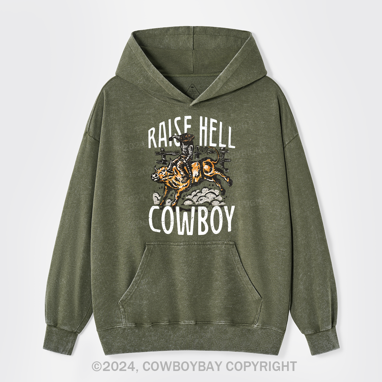 Raise Hell Cowboy Garment-Dye Hoodies