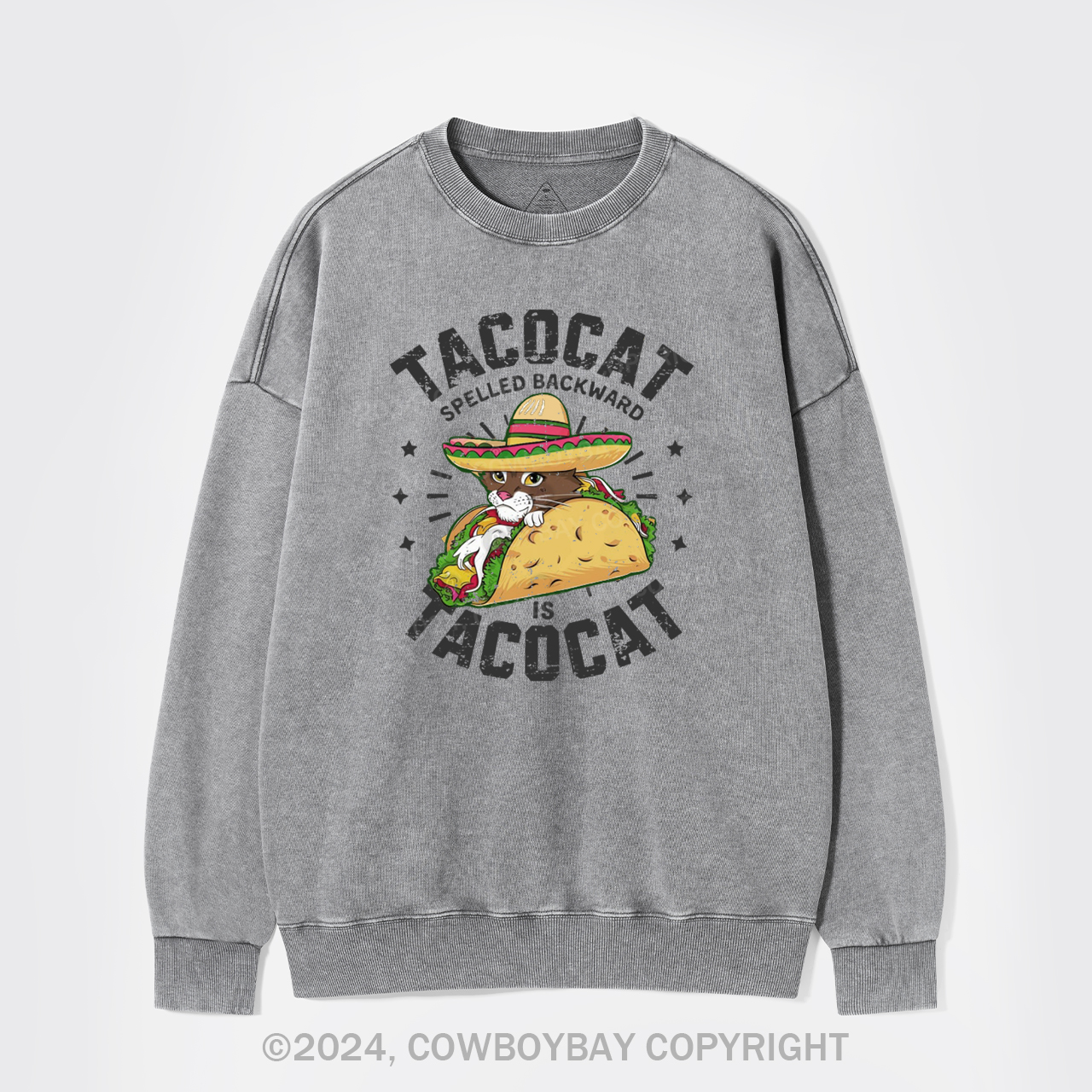 Tacocat Spelled Backward Is Tacocat Washed Sweatshirts