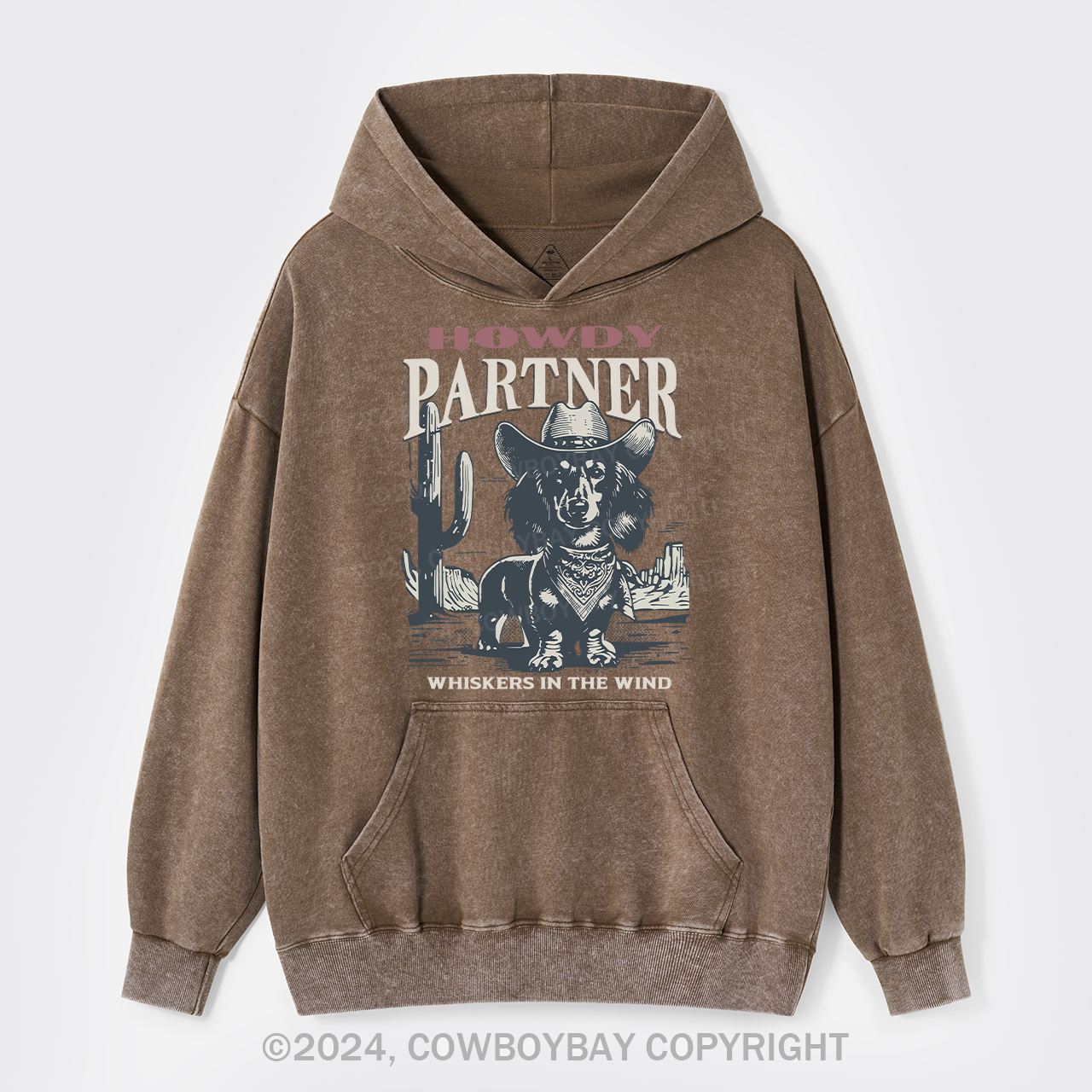 Howdy Partner Cowboy Dog Garment-Dye Hoodies